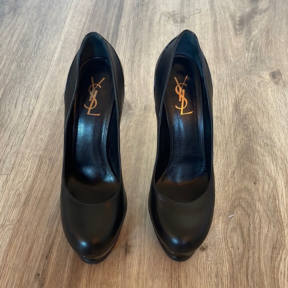 Ysl tribute 2 platform pumps in black size 38.5